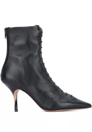 Jacquemus 75mm leather heeled ankle boots - Black