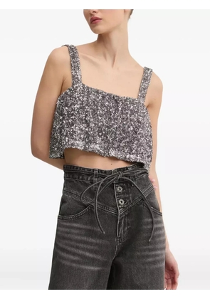 Aniye By Lux sequinned square-neck top - Grey