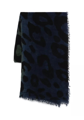 Faliero Sarti Chal Ax leopard-print frayed-edge scarf - Blue