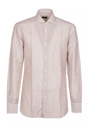 Barba striped cotton shirt - Brown