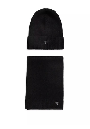 GUESS USA appliqué beanie scarf set - Black