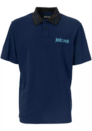 Just Cavalli logo-embroidered polo shirt - Blue