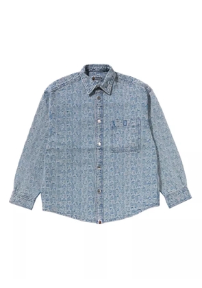 A BATHING APE® monogram-print denim shirt - Blue