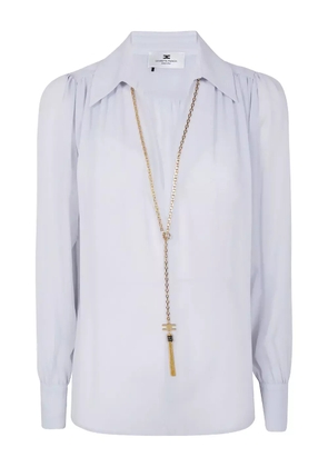 Elisabetta Franchi chain-embellished puff-sleeves blouse - Blue