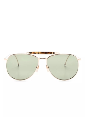 Thom Browne Eyewear tortoiseshell-detailed pilot-frame sunglasses - Gold