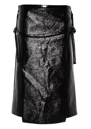 Courrèges logo-embroidered vinyl midi skirt - Black