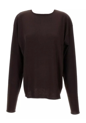 extreme cashmere ribbed-trim crew-neck sweater - Brown