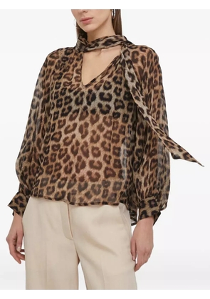 Ba&Sh leopard-print tie-neck blouse - Brown