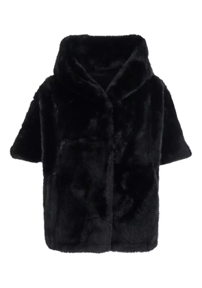 Giovanni Paris hooded short-sleeved coat - Black