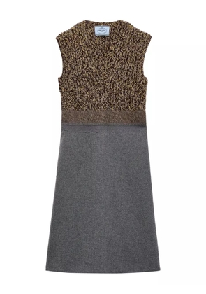 Prada fur-collar wool dress - Brown