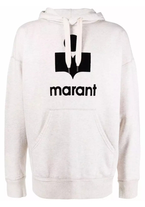MARANT Miley flocked-logo hoodie - Neutrals