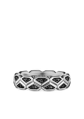 David Yurman sterling silver Hex black diamond ring