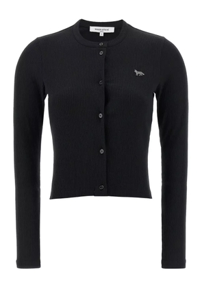 Maison Kitsuné ribbed Baby Fox-patch cardigan - Black