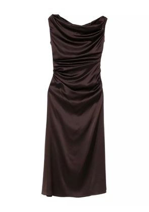 STAUD cowl-neck draped dress - Brown