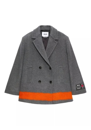 MSGM contrasting-band double-breasted coat - Grey