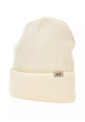 Sun68 ribbed logo-patch beanie - White