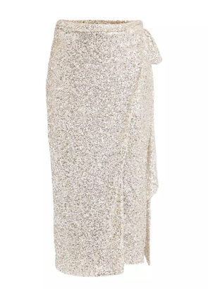 NEVER FULLY DRESSED sequin wrap asymmetric skirt - Silver