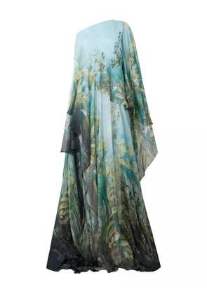 Roberto Cavalli one-shoulder nature-print dress - Blue