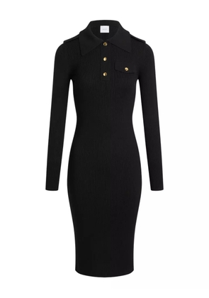 Patou ribbed polo-collar midi dress - Black