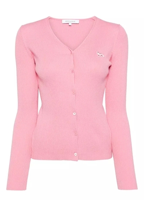 Maison Kitsuné baby fox patch fine ribbed cardigan - Pink