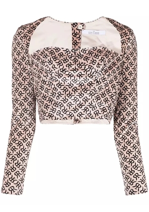 Rokh monogram-print bustier corset top - Neutrals