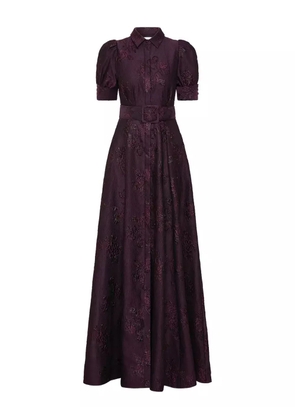 Rebecca Vallance Afina puff-sleeve brocade gown - Purple