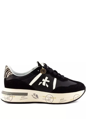 Premiata Cassie zebra-panel leather sneakers - Black