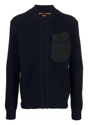 BOSS zipped-up knit cardigan - Blue
