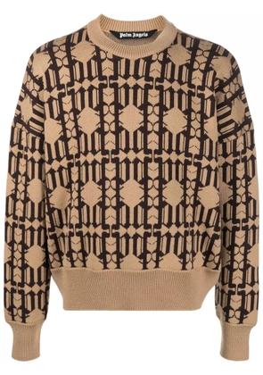 Palm Angels monogram-jacquard jumper - Neutrals
