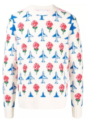 Casablanca intarsia-knit crew neck jumper - Pink