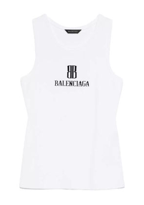 Balenciaga logo-intarsia sleeveless tank top - White