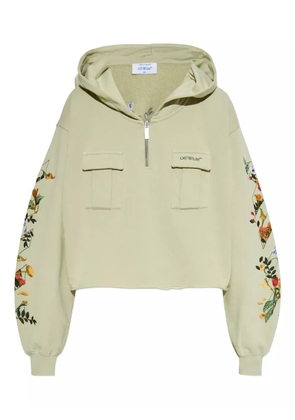 Off-White pocket floral hoodie - Green