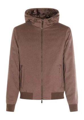 Moorer hooded zip-front coat - Brown