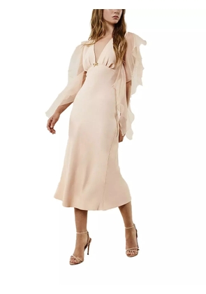 PRONOVIAS PARTY EDIT ruffled-sleeve midi dress - Neutrals
