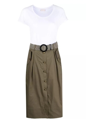 LIU JO belted cotton midi dress - White