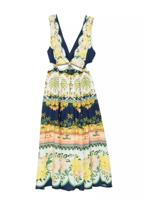 FARM Rio midi floral cut-out dress - Blue