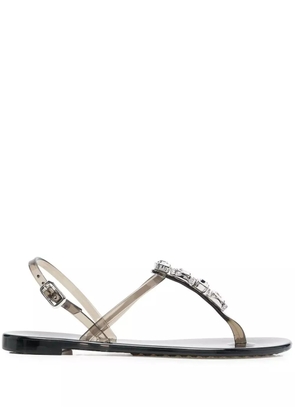 Casadei crystal-embellished jelly sandals - Black
