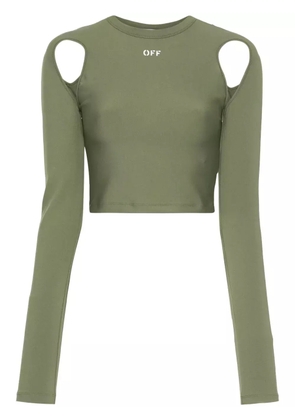 Off-White logo-print cropped top - Green