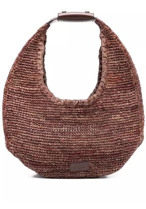 STAUD large moon raffia shoulder bag - Brown