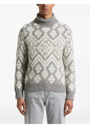 Peserico fairisle-pattern turtleneck sweater - Grey