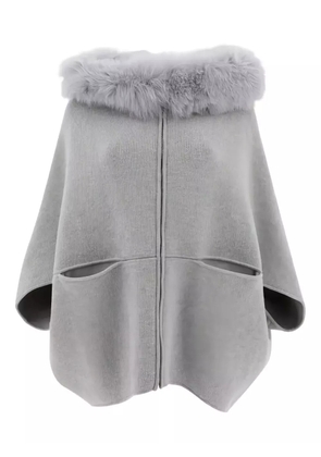 GIOVI fur-trimmed zip-front cape - Grey