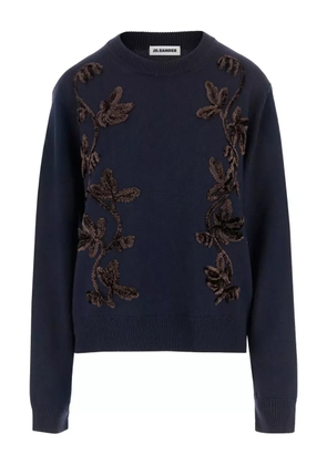 Jil Sander floral-embroidered sweater - Blue