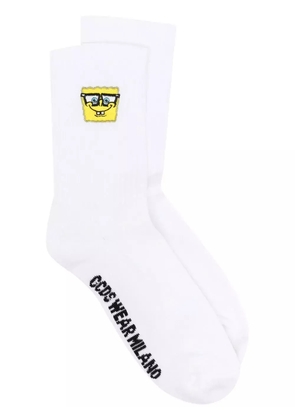 GCDS embroidered cotton socks - White