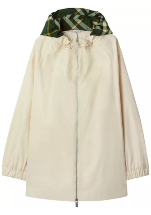 Burberry checkered hood cotton parka - White
