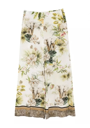 Elie Saab savannah-print chiffon pants - White