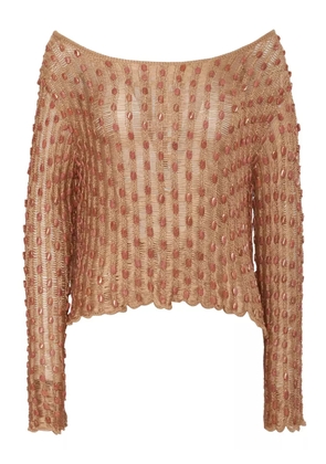 Krizia Pre-Owned bead-embellished sweater - Neutrals