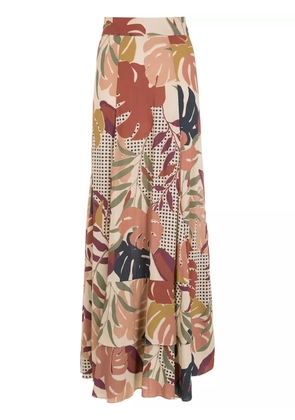 Amir Slama palm leaf print maxi skirt - Multicolour