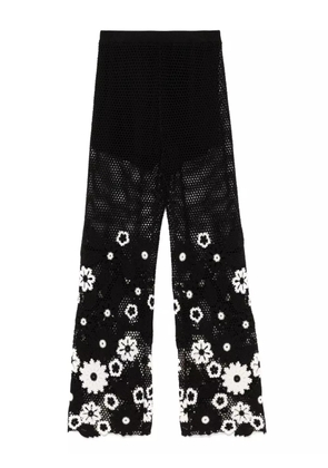 Maje floral-embroidery trousers - Black