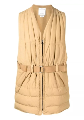 visvim padded belted v-neck gilet - Brown