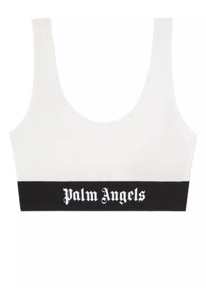 Palm Angels logo-underband two-tone bra - White